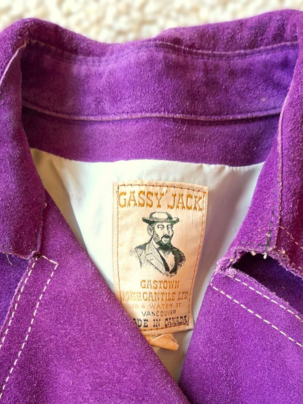 Vintage Gassy Jack Vibrant Purple Suede Leather Coat - Picture 3 of 6